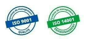 Logos des certifications ISO 9001, ISO 14001 et EMAS