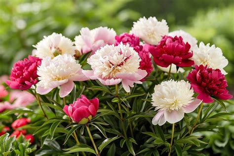 Photo de la collection de Pivoines avec leurs différentes couleurs