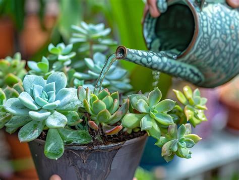 Arrosage mesuré d'une plante grasse