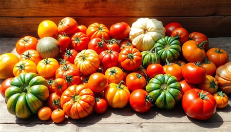 une sélection de tomates de différentes variétés et couleurs sur un étal de marché