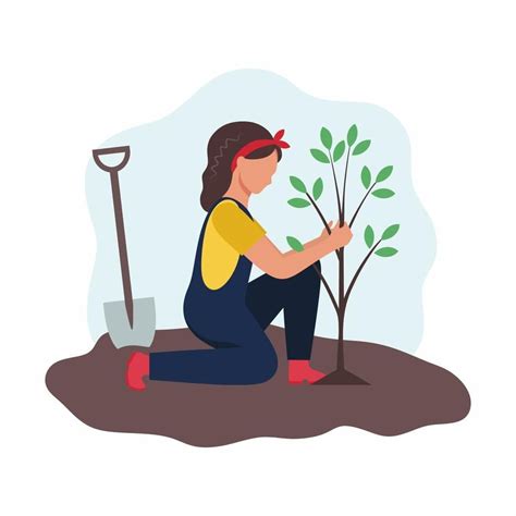Illustration d'un professionnel en train de planter un arbuste