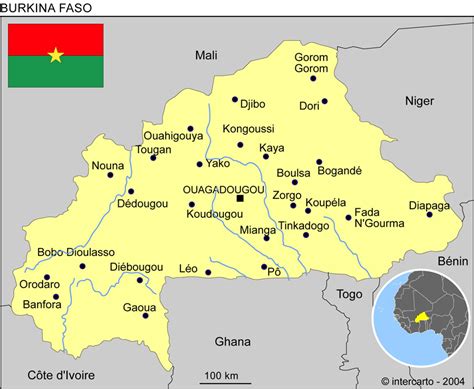Carte géographique du Burkina Faso localisant les zones d'intervention du MPSF