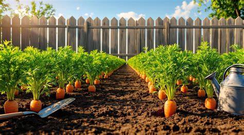 Illustration d'un potager avec des carottes fraîches tout juste récoltées