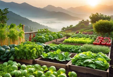 Paysage de montagne avec un potager aménagé en terrasses