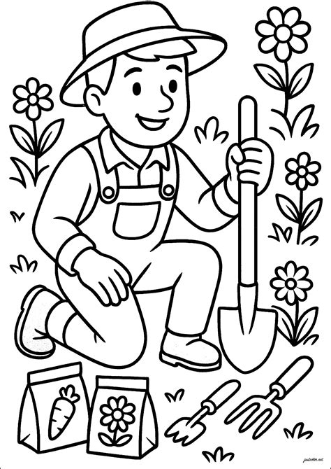 Un jardinier enthousiaste en train de préparer ses outils pour une nouvelle saison de plantation