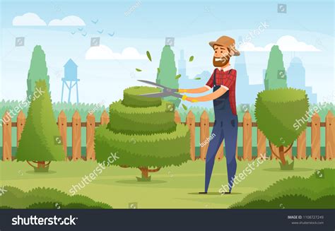Illustration d'un jardinier professionnel travaillant dans un espace vert