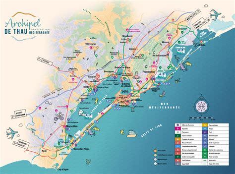 Carte de localisation montrant la distance entre Marseillan, l'étang de Thau et la ville de Montpellier
