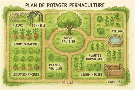 Schéma explicatif des zones de culture en permaculture