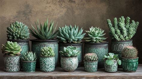 Collection variée de plantes grasses aux formes géométriques