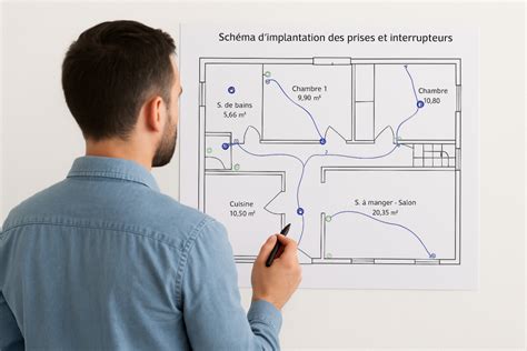 Schéma de disposition idéale des prises dans une pièce de vie
