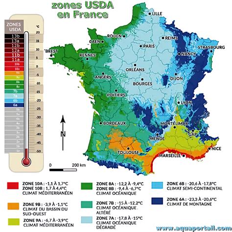 Carte de rusticité des zones USDA en France
