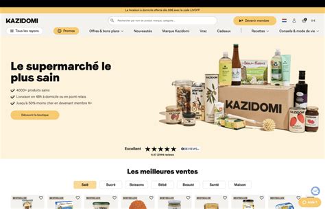 Interface d'un site e-commerce de produits alimentaires
