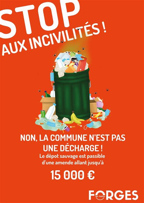 Signalétique rappelant les amendes pour dépôts sauvages et incivilités
