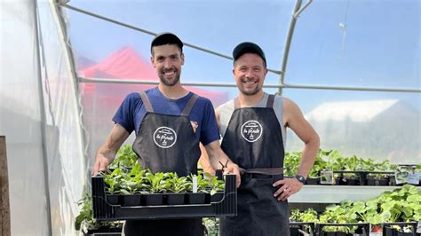 Thomas Bleeckx et Benoît Delpeuch récoltant des semences