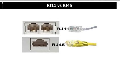 Comparaison physique entre prises RJ11 et RJ45