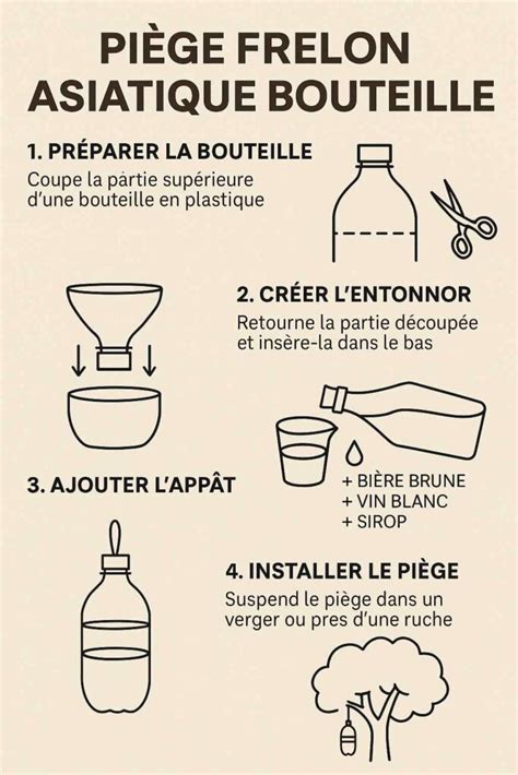 Schéma de fabrication d'un piège à guêpes avec une bouteille en plastique