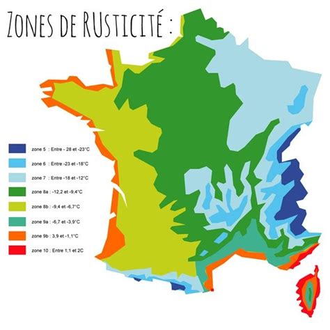 Diagramme des zones de rusticité en France