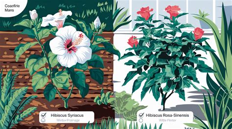 Schéma illustrant les différences de rusticité entre Hibiscus syriacus et Hibiscus rosa-sinensis