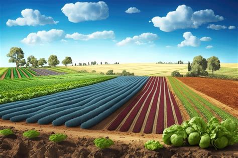 Champs d'agriculture biologique avec diversité de cultures