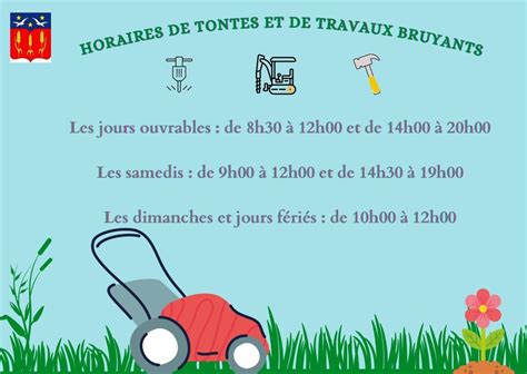 Extrait d'un arrêté municipal sur les horaires de travaux bruyants