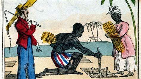 Illustration représentant un maître de plantation blanc et une femme esclave noire avec leurs enfants métis, soulignant la complexité des relations familiales et de pouvoir dans le contexte de l'esclavage.
