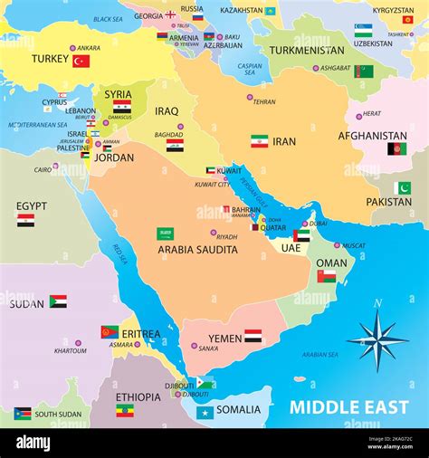 Carte des pays inclus dans la définition du Moyen-Orient