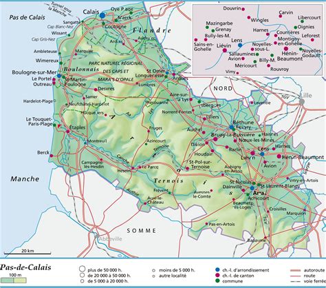 Carte du département du Pas-de-Calais avec les localités mentionnées