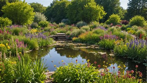 photo d'un jardin bien entretenu avec des zones de fleurs sauvages pour la biodiversité