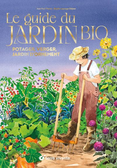 Couverture du Guide du Jardin Bio avec des illustrations de légumes et de fleurs