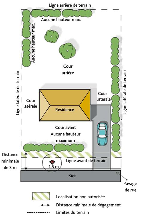 Illustration montrant une limite de propriété entre deux jardins aux styles opposés