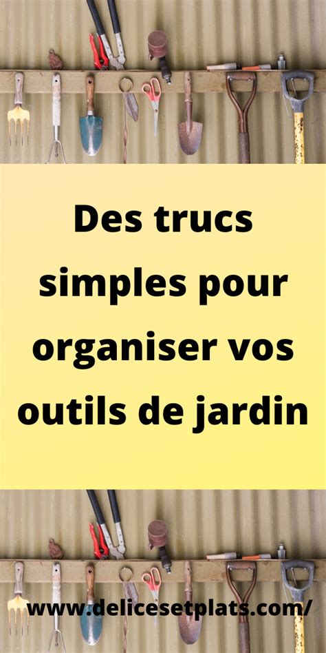 Organisation visuelle d'outils de jardin suspendus sur un mur