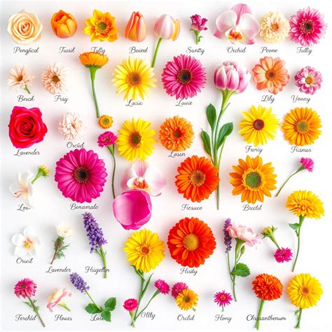 Schéma illustrant les noms de fleurs les plus courantes en italien et leur étymologie