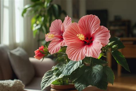 Schéma montrant l'emplacement idéal pour un hibiscus près d'une fenêtre avec lumière tamisée