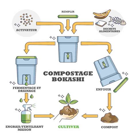 Schéma explicatif du processus Bokashi
