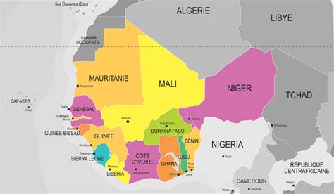 Carte de l'Afrique de l'Ouest et Centrale montrant la répartition de certaines ethnies pratiquant la scarification