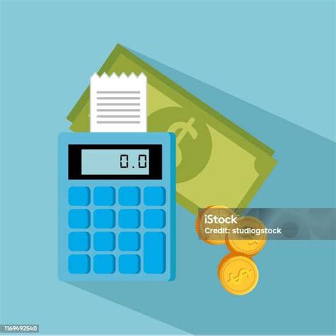 Calculatrice, pièce de monnaie et bilan financier