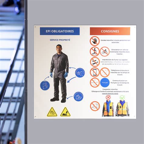 Panneau d'affichage des règles de sécurité au travail