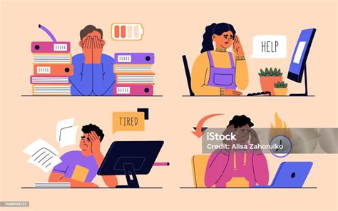 Illustration personnes fatiguées du travail