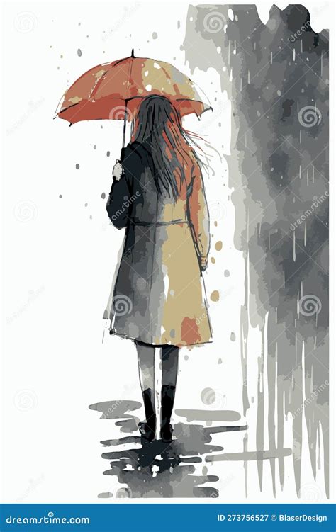 Illustration femme pluie