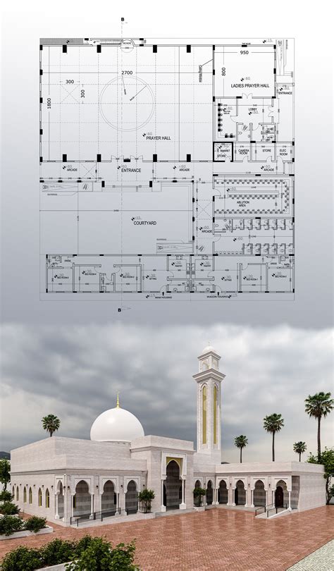 Plan architectural d'une madrasa marocaine