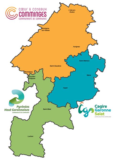 Carte de la région Comminges avec des points d'intérêt liés à l'agriculture locale ou aux associations