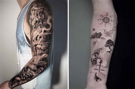 tatouage bras complet colibri lierre