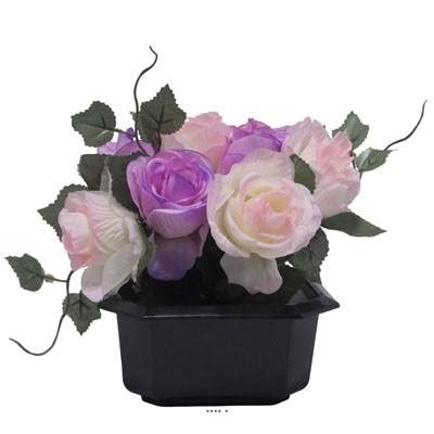Composition florale de roses et lierre artificiels