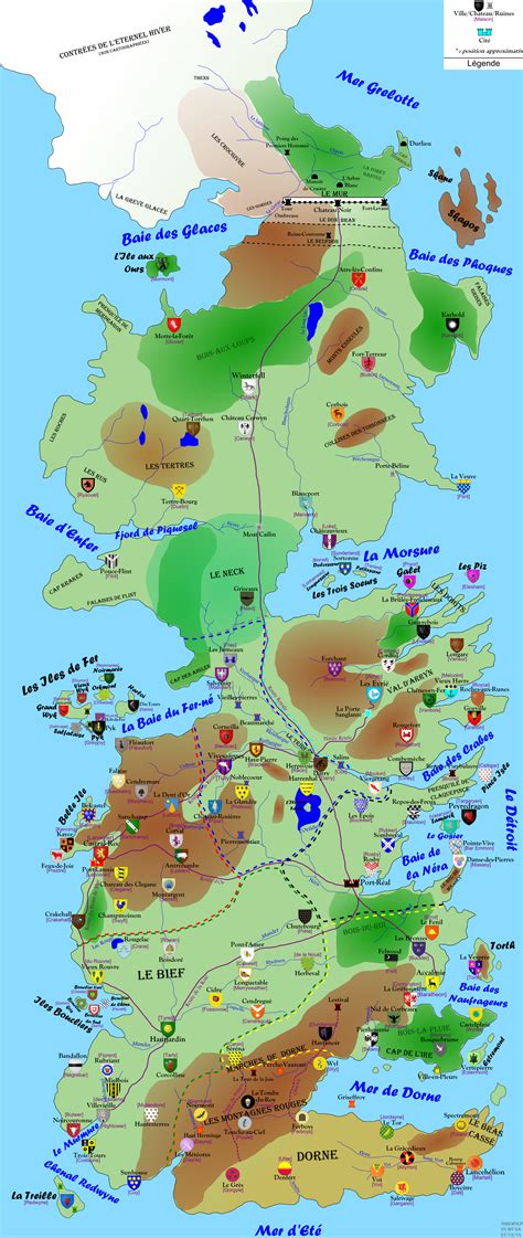 Carte de Westeros avec des lieux clés de Game of Thrones Conquest