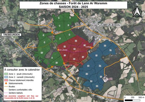 Carte des zones de chasse et de protection de la faune
