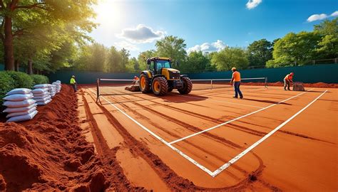 Travail d'entretien sur un court en terre battue