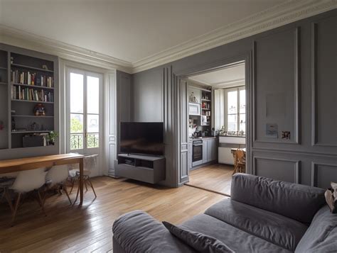Salon haussmannien avec Souris - Gris Bleuté