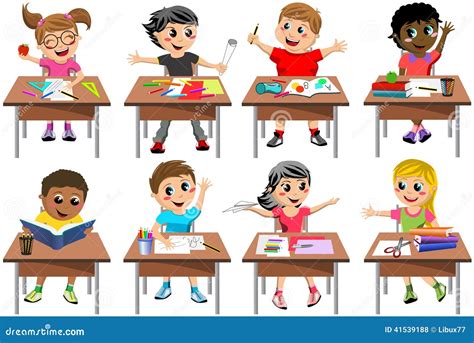 Illustration d'une classe d'école primaire avec des enfants plantant des graines dans des gobelets réutilisables, sous la supervision de l'enseignant.