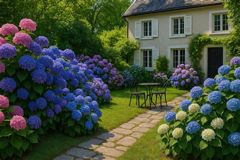 Jardin fleuri du Gîte Les Hortensias