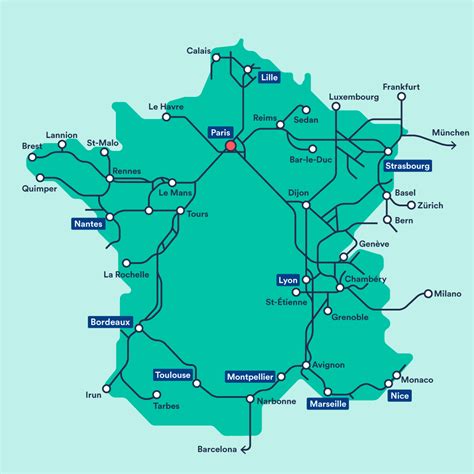 Carte des liaisons TGV depuis Figueres-Vilafant